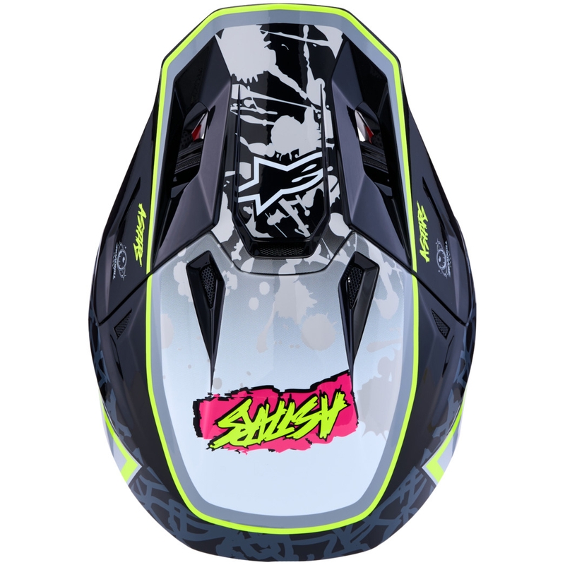 Motokrosová prilba na motorku Alpinestars Supertech S-M7 Blaster šedo-fluo žltá