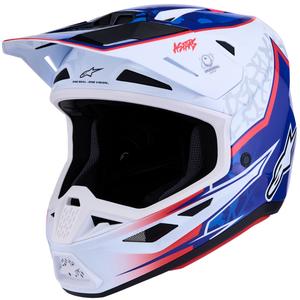 Motokrosová prilba na motorku Alpinestars Supertech S-M7 Blaster bielo-modrá