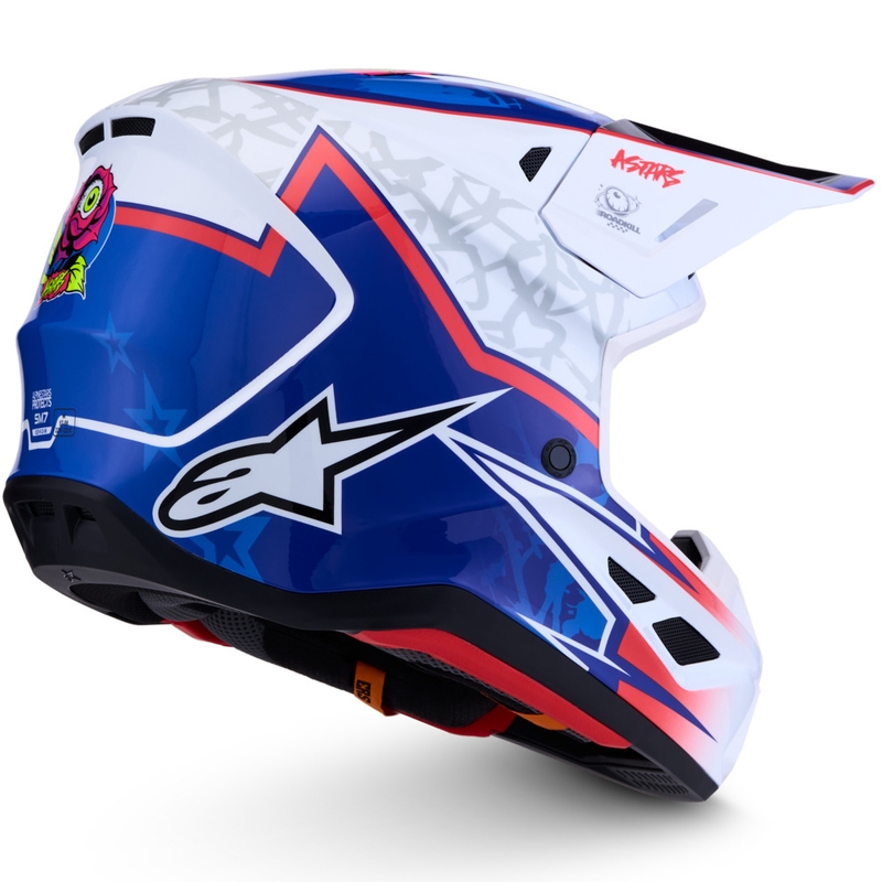 Motokrosová prilba na motorku Alpinestars Supertech S-M7 Blaster bielo-modrá