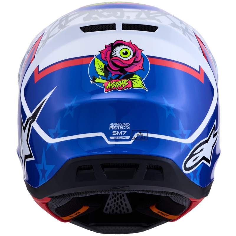 Motokrosová prilba na motorku Alpinestars Supertech S-M7 Blaster bielo-modrá