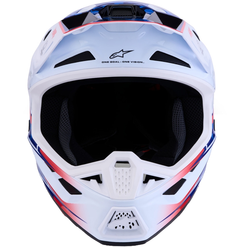 Motokrosová prilba na motorku Alpinestars Supertech S-M7 Blaster bielo-modrá