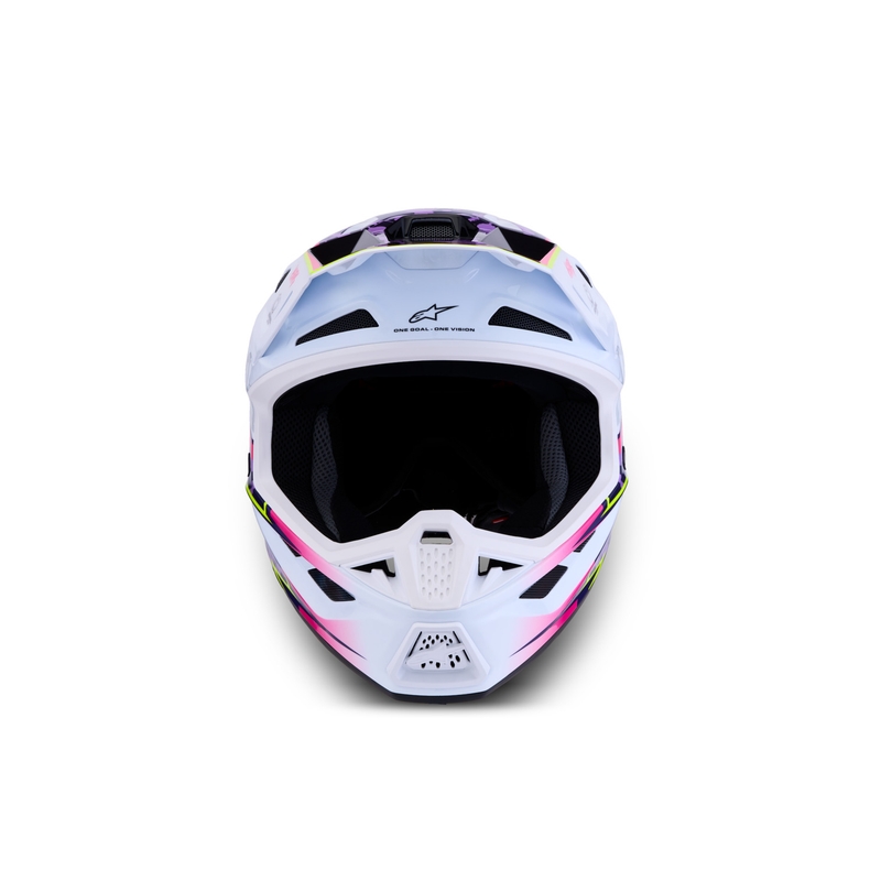 Motokrosová prilba na motorku Alpinestars Supertech S-M7 Blaster fialovo-biela