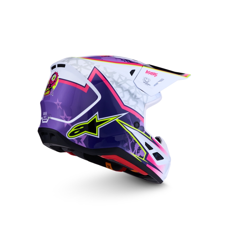 Motokrosová prilba na motorku Alpinestars Supertech S-M7 Blaster fialovo-biela