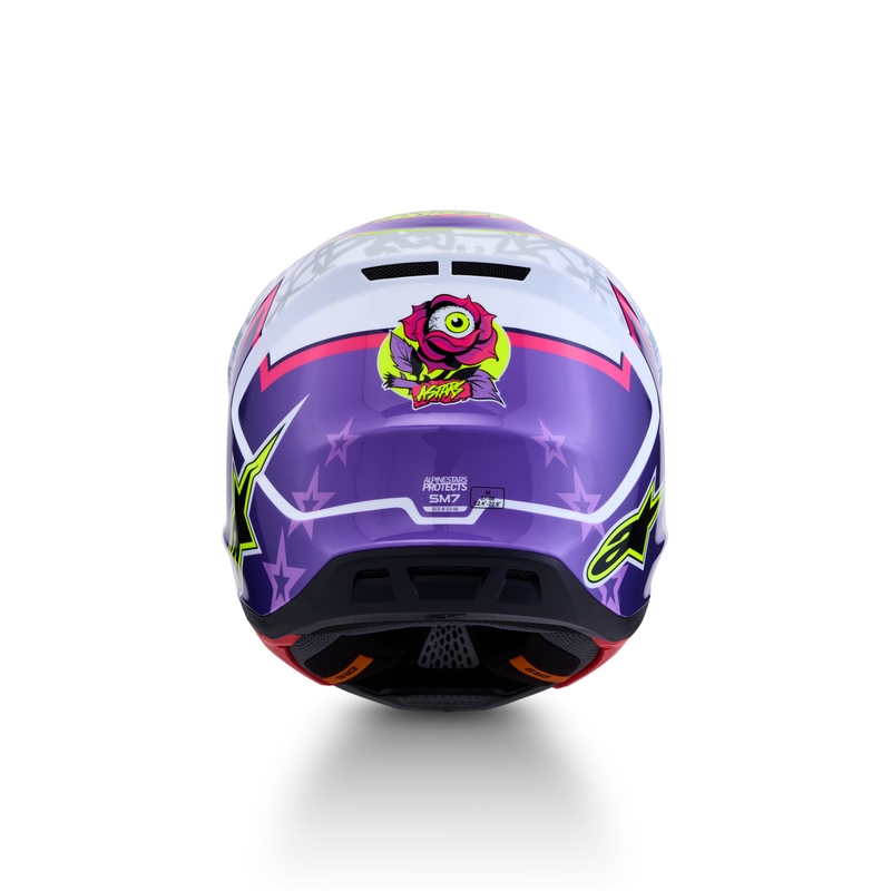 Motokrosová prilba na motorku Alpinestars Supertech S-M7 Blaster fialovo-biela