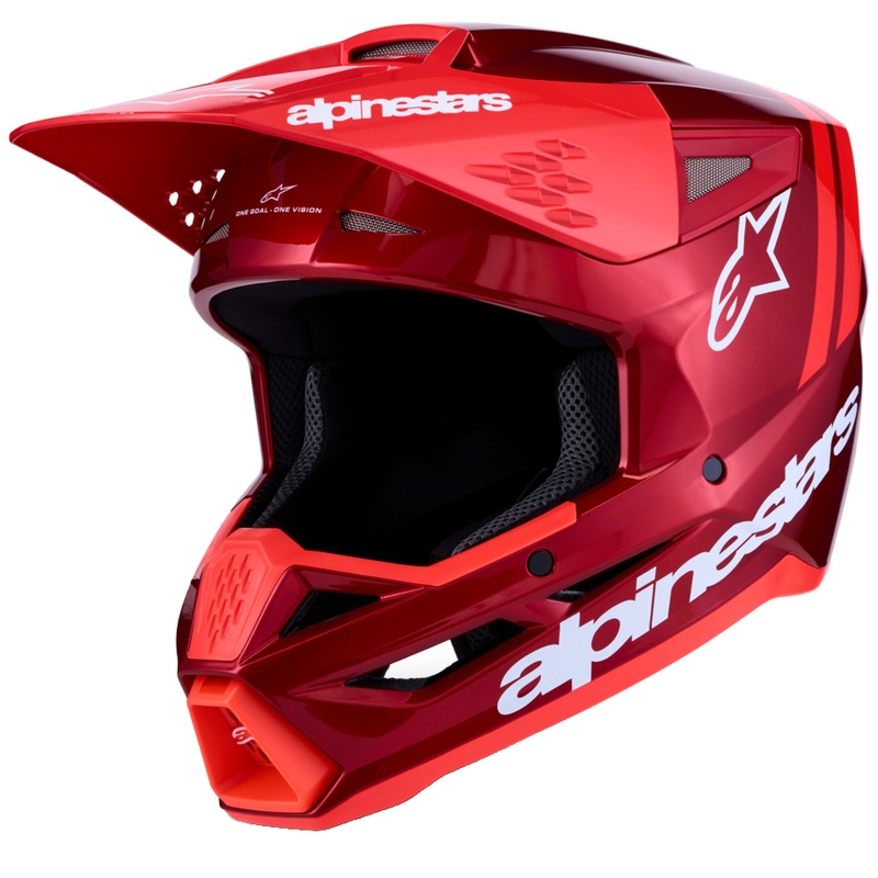 Motokrosová prilba na motorku Alpinestars S-M3 Radium fluo červeno-biela