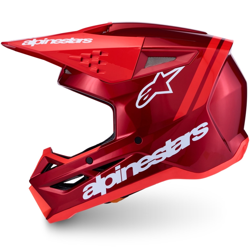 Motokrosová prilba na motorku Alpinestars S-M3 Radium fluo červeno-biela