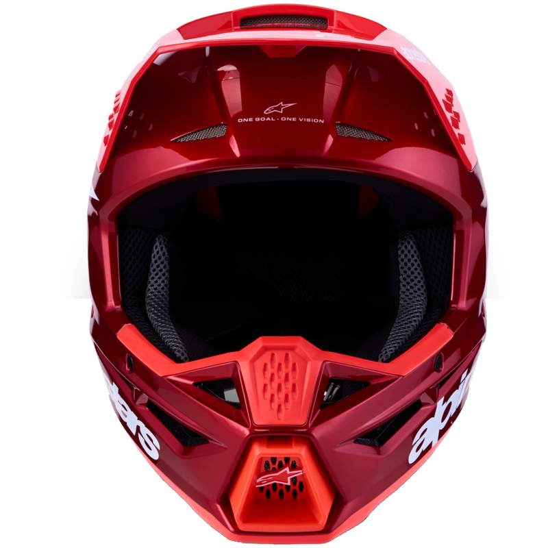 Motokrosová prilba na motorku Alpinestars S-M3 Radium fluo červeno-biela