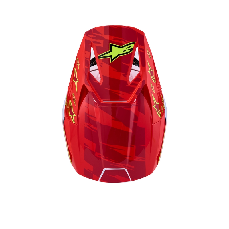 Motokrosová prilba na motorku Alpinestars S-M3 Falcon fluo červeno-biela