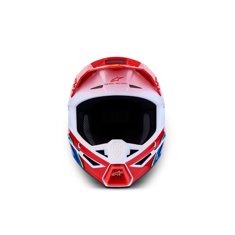 Motokrosová prilba na motorku Alpinestars S-M3 Falcon fluo červeno-biela