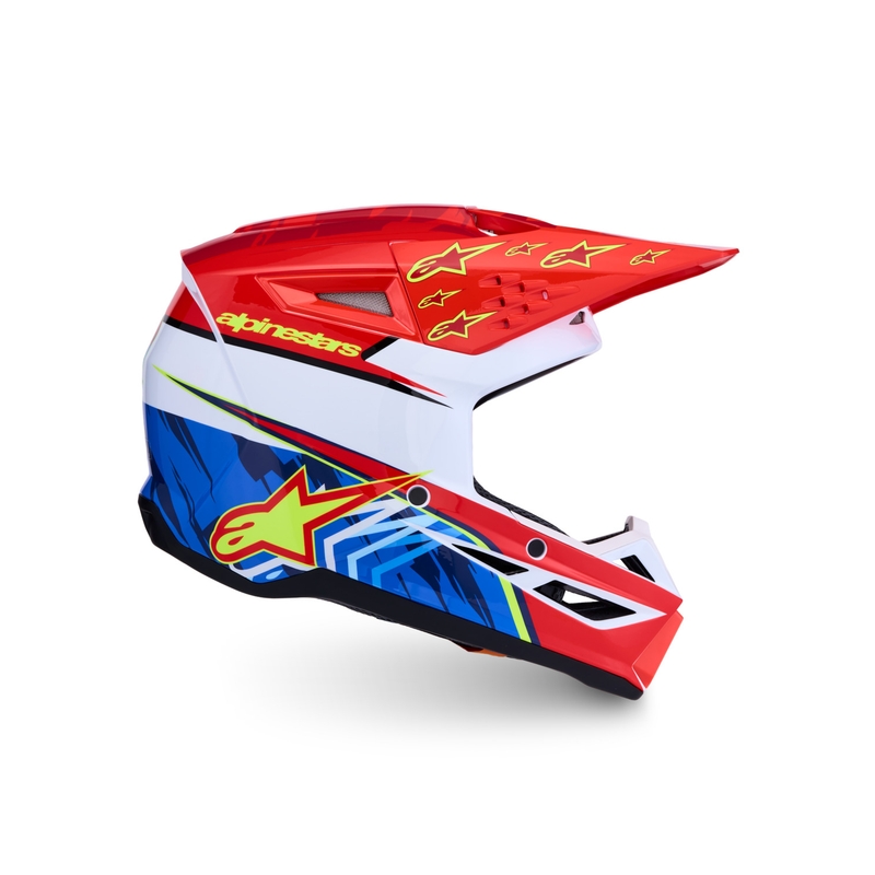 Motokrosová prilba na motorku Alpinestars S-M3 Falcon fluo červeno-biela
