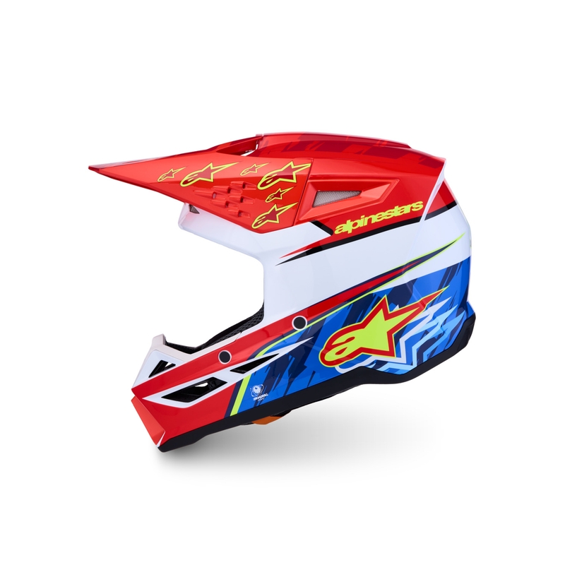 Motokrosová prilba na motorku Alpinestars S-M3 Falcon fluo červeno-biela