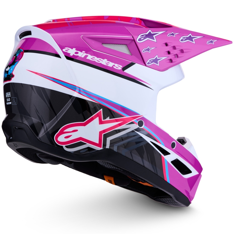 Motokrosová prilba na motorku Alpinestars S-M3 Falcon fialovo-bielo-fluo ružová