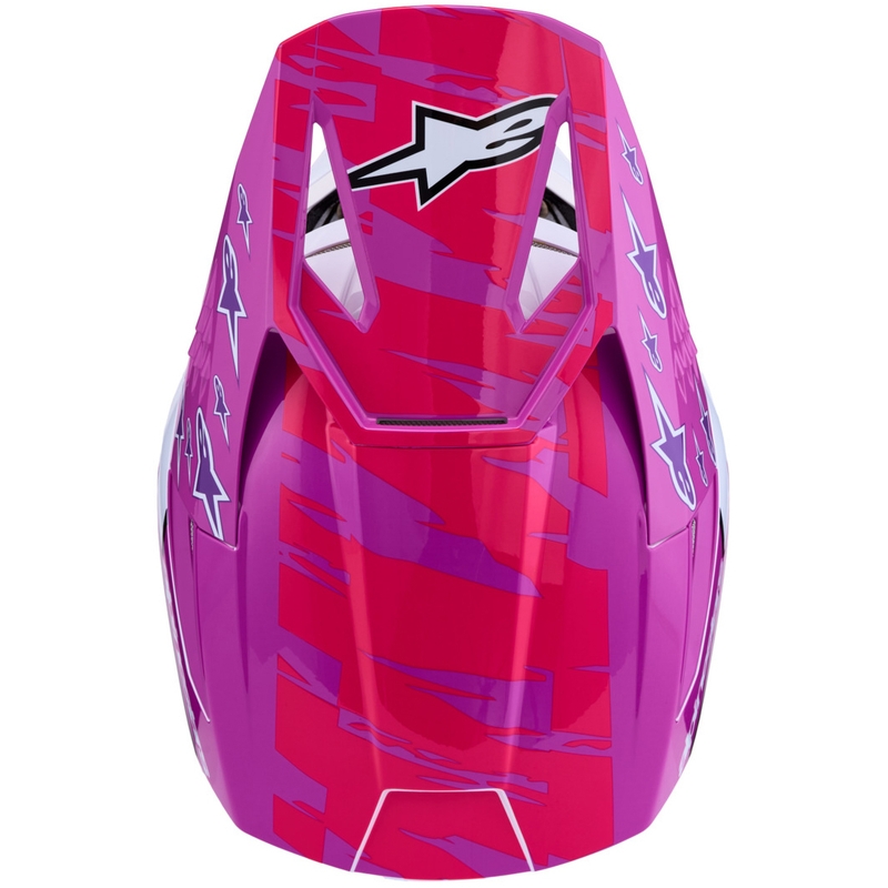 Motokrosová prilba na motorku Alpinestars S-M3 Falcon fialovo-bielo-fluo ružová