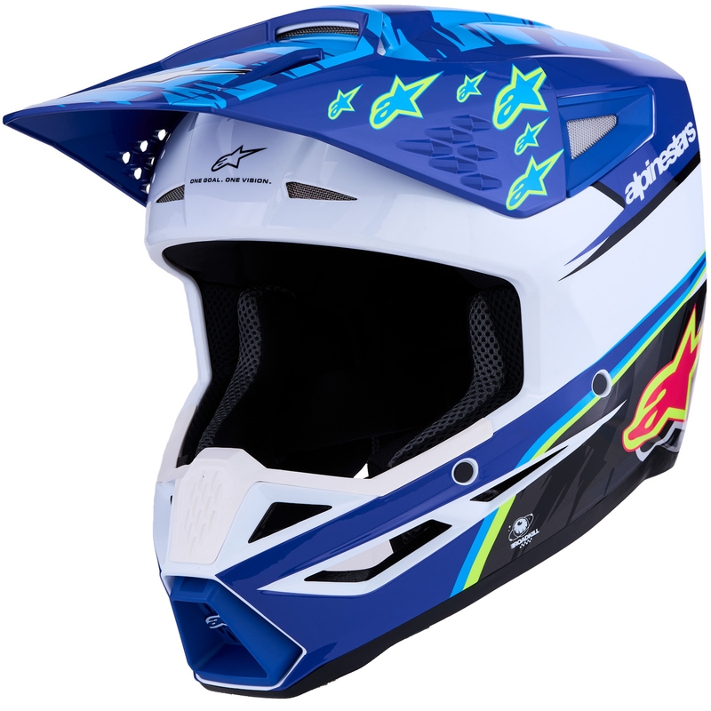 Motokrosová prilba na motorku Alpinestars S-M3 Falcon modro-bielo-čierna