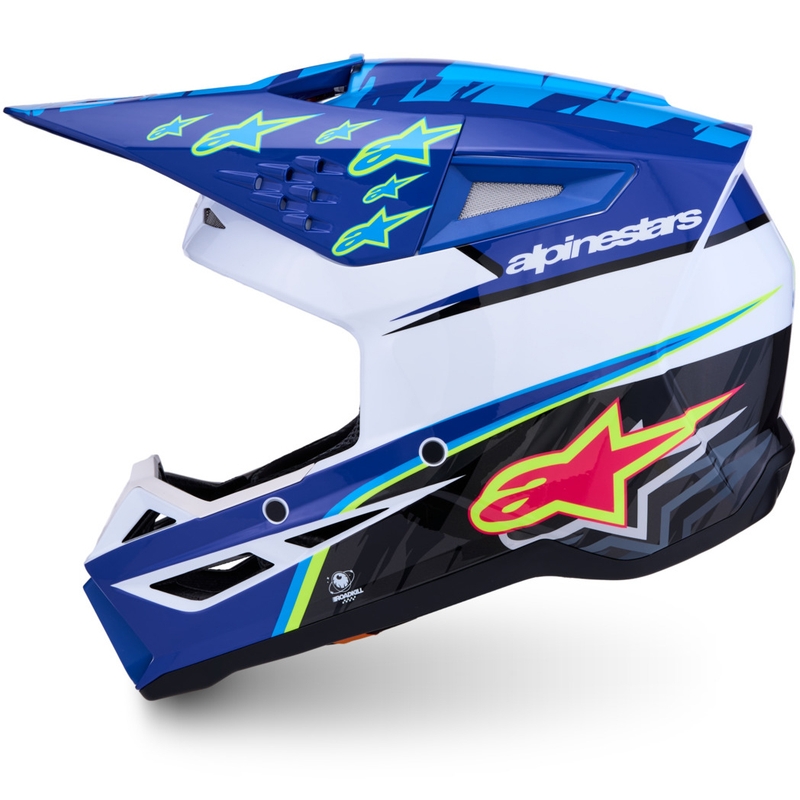 Motokrosová prilba na motorku Alpinestars S-M3 Falcon modro-bielo-čierna