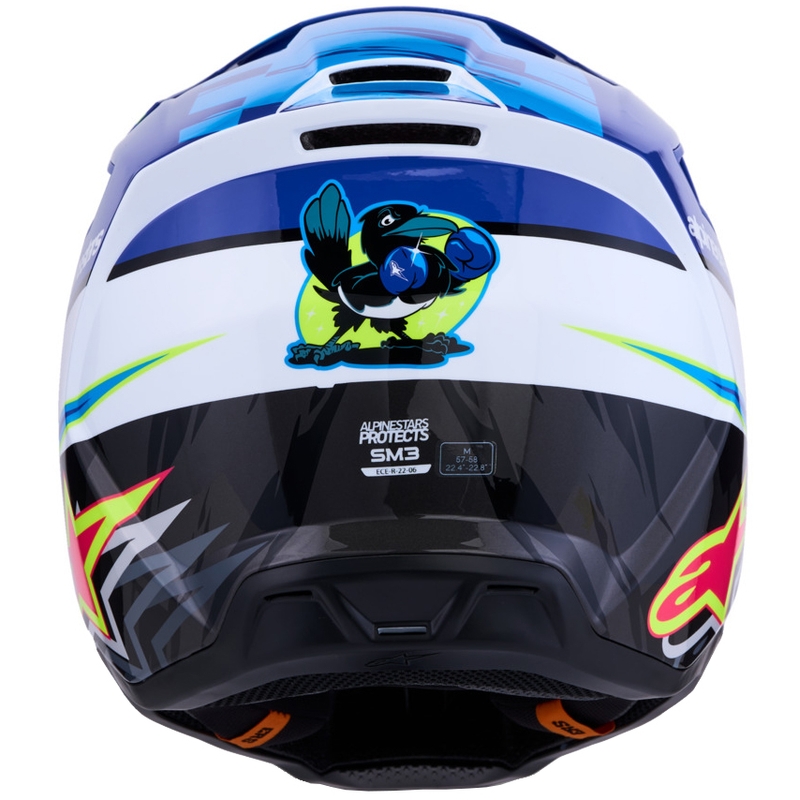 Motokrosová prilba na motorku Alpinestars S-M3 Falcon modro-bielo-čierna