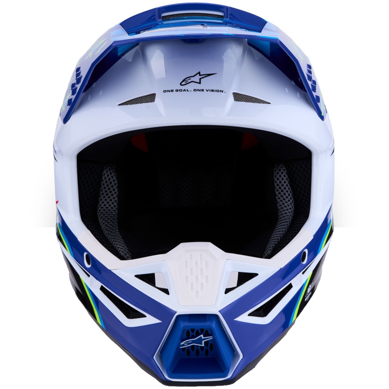 Motokrosová prilba na motorku Alpinestars S-M3 Falcon modro-bielo-čierna