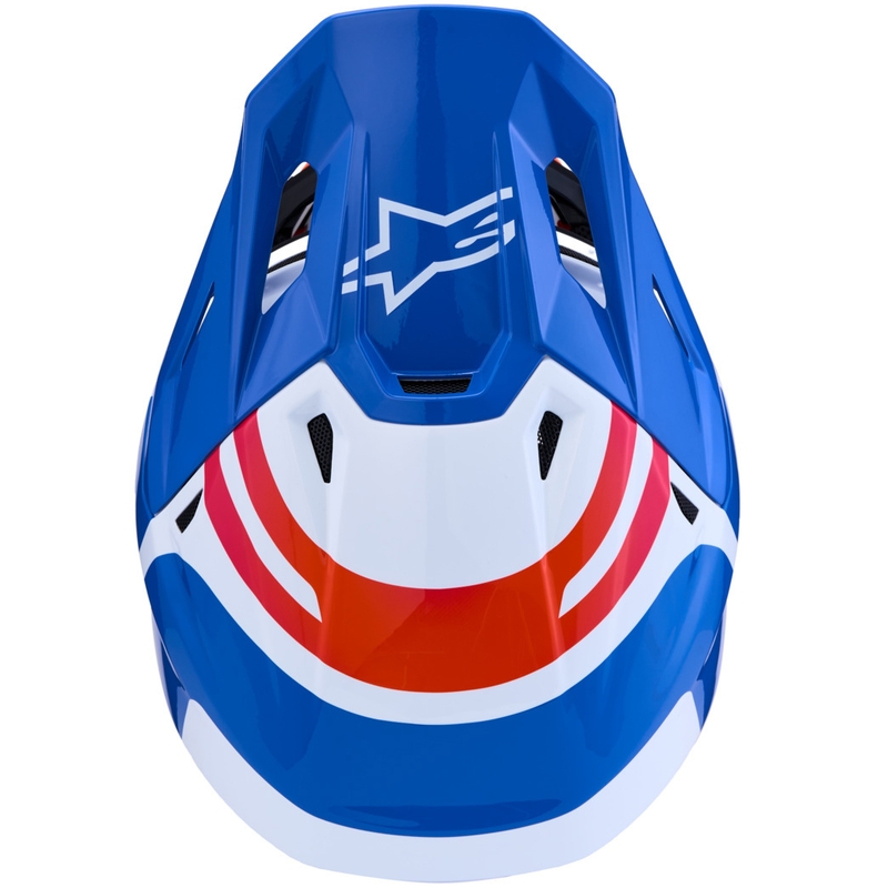 Motokrosová prilba na motorku Alpinestars Supertech S-M7 Core bielo-modro-oranžová