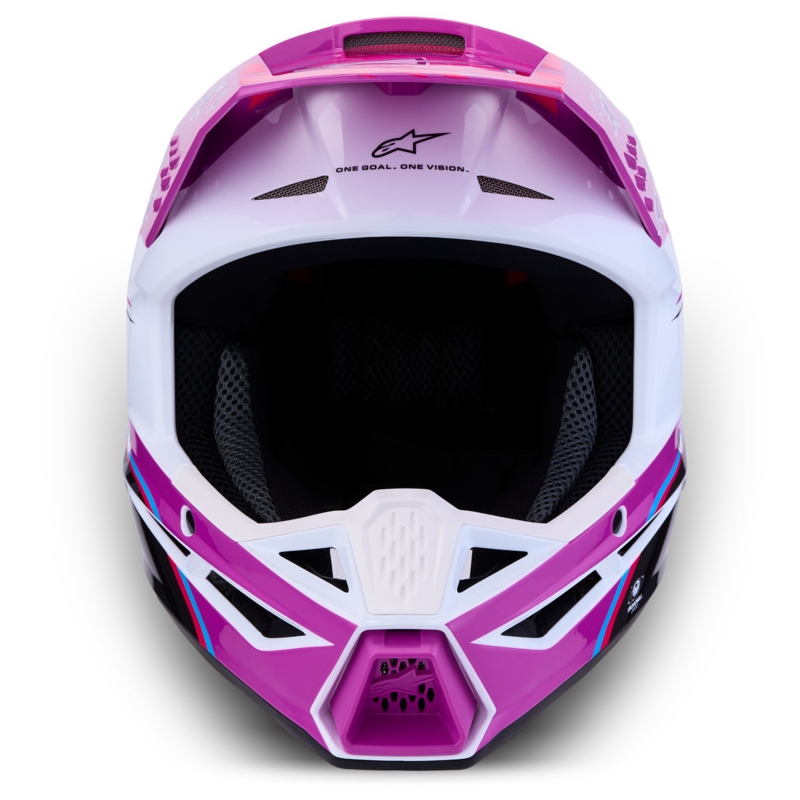 Detská motokrosová helma na motorku Alpinestars S-M3 Falcon fialovo-bielo-čierna