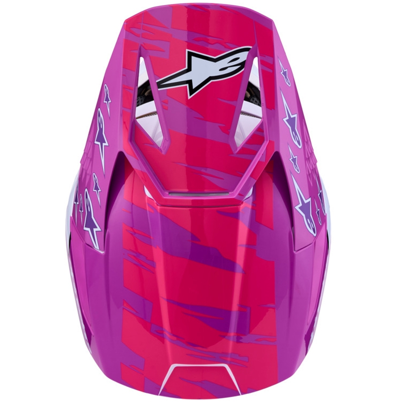 Detská motokrosová helma na motorku Alpinestars S-M3 Falcon fialovo-bielo-čierna