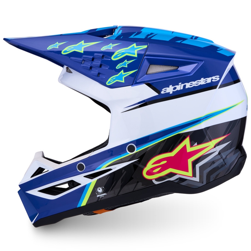 Detská motokrosová prilba na motorku Alpinestars S-M3 Falcon modro-bielo-čierna