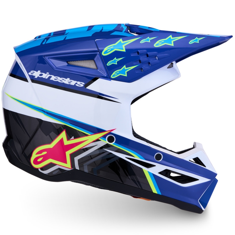 Detská motokrosová prilba na motorku Alpinestars S-M3 Falcon modro-bielo-čierna