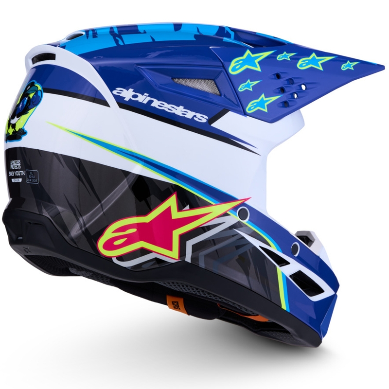 Detská motokrosová prilba na motorku Alpinestars S-M3 Falcon modro-bielo-čierna