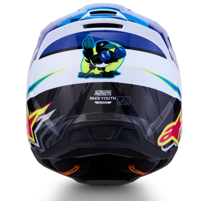 Detská motokrosová prilba na motorku Alpinestars S-M3 Falcon modro-bielo-čierna