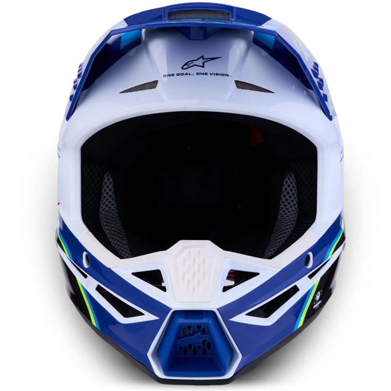 Detská motokrosová prilba na motorku Alpinestars S-M3 Falcon modro-bielo-čierna