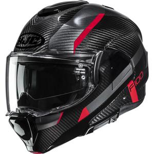 Preklápacia helma na motorku HJC F100 Carbon Askan MC1 čierno-červená