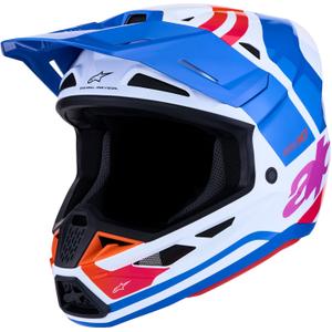 Motokrosová prilba na motorku Alpinestars Supertech S-M7 Core bielo-modro-oranžová