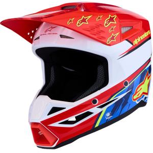 Motokrosová prilba na motorku Alpinestars S-M3 Falcon fluo červeno-biela