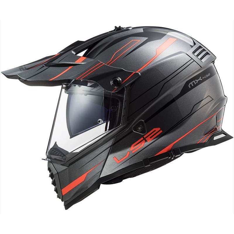 Enduro prilba LS2 MX436 Pioneer EVO Knight titánovo-oranžová