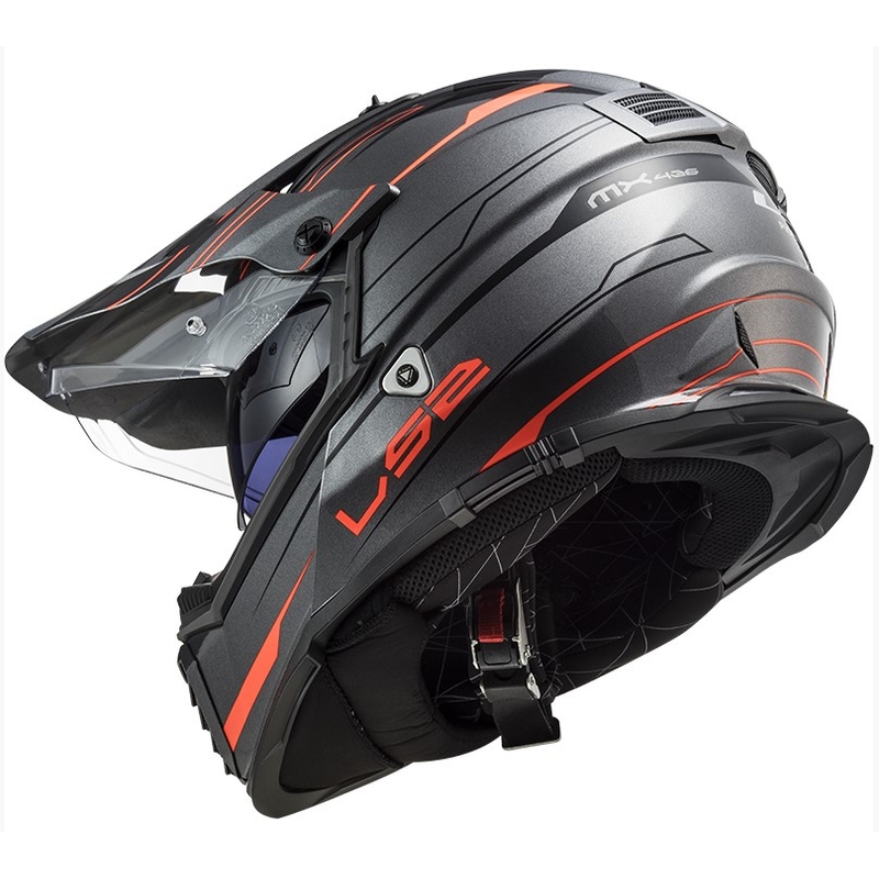 Enduro prilba LS2 MX436 Pioneer EVO Knight titánovo-oranžová