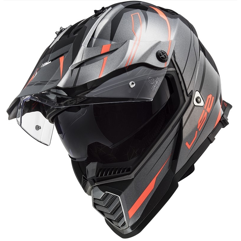Enduro prilba LS2 MX436 Pioneer EVO Knight titánovo-oranžová