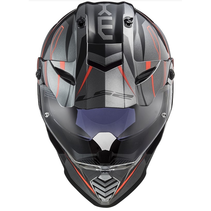 Enduro prilba LS2 MX436 Pioneer EVO Knight titánovo-oranžová