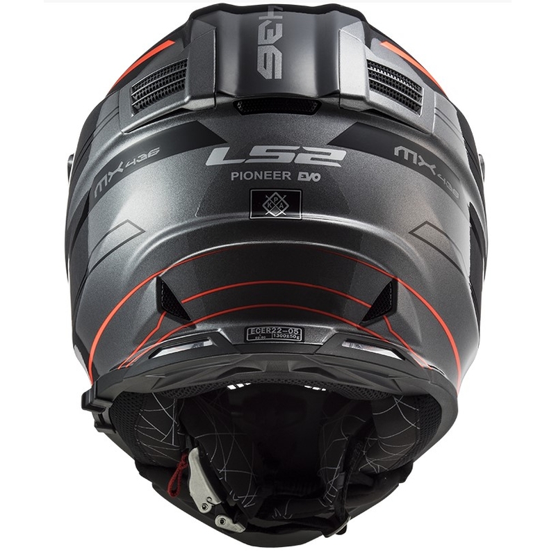 Enduro prilba LS2 MX436 Pioneer EVO Knight titánovo-oranžová