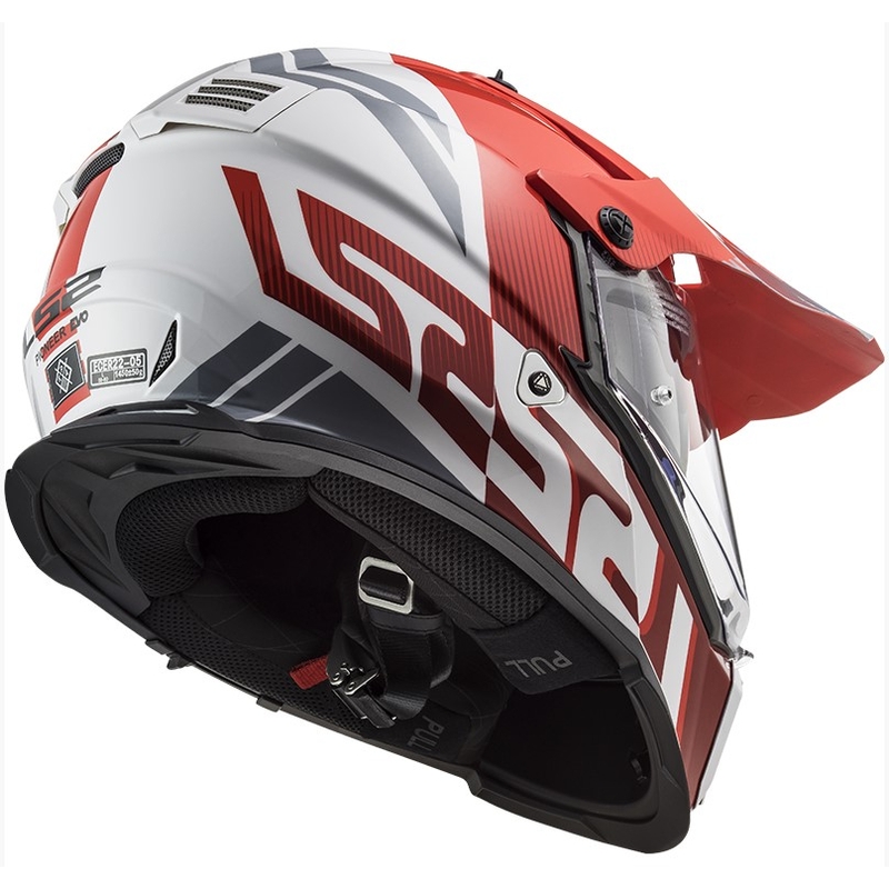 Enduro prilba LS2 MX436 Pioneer EVO Evolve bielo-šedo-červená