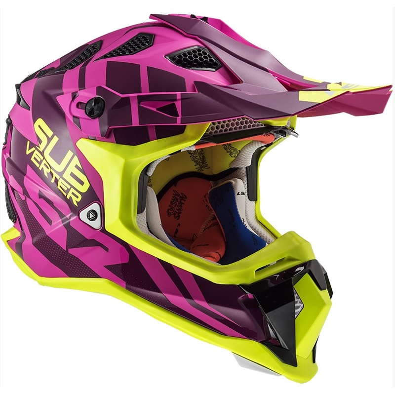 Motokrosová prilba LS2 MX470 Subverter Troop ružovo-fluorescenčno žltá výpredaj