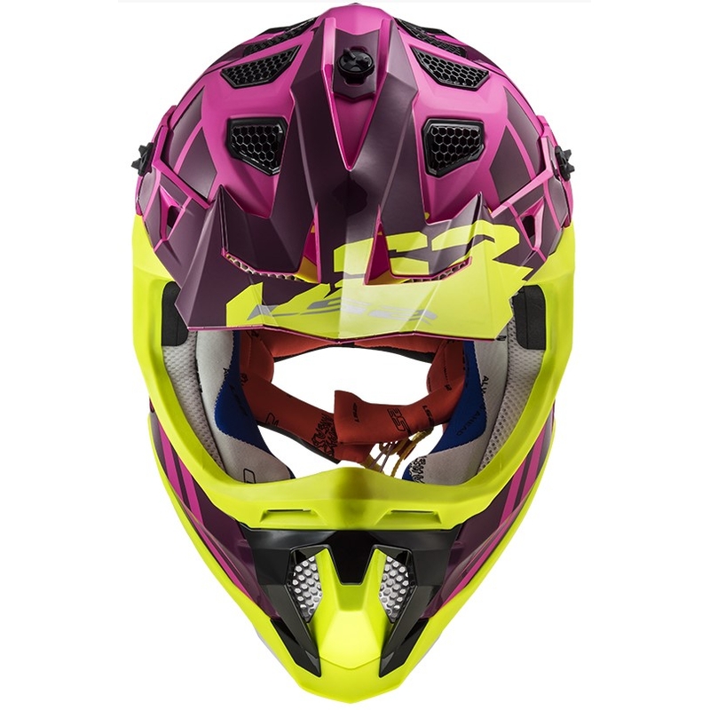 Motokrosová prilba LS2 MX470 Subverter Troop ružovo-fluorescenčno žltá výpredaj
