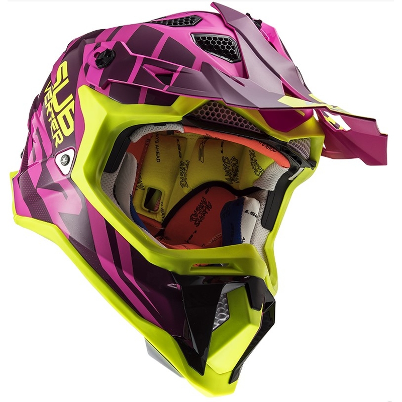 Motokrosová prilba LS2 MX470 Subverter Troop ružovo-fluorescenčno žltá výpredaj