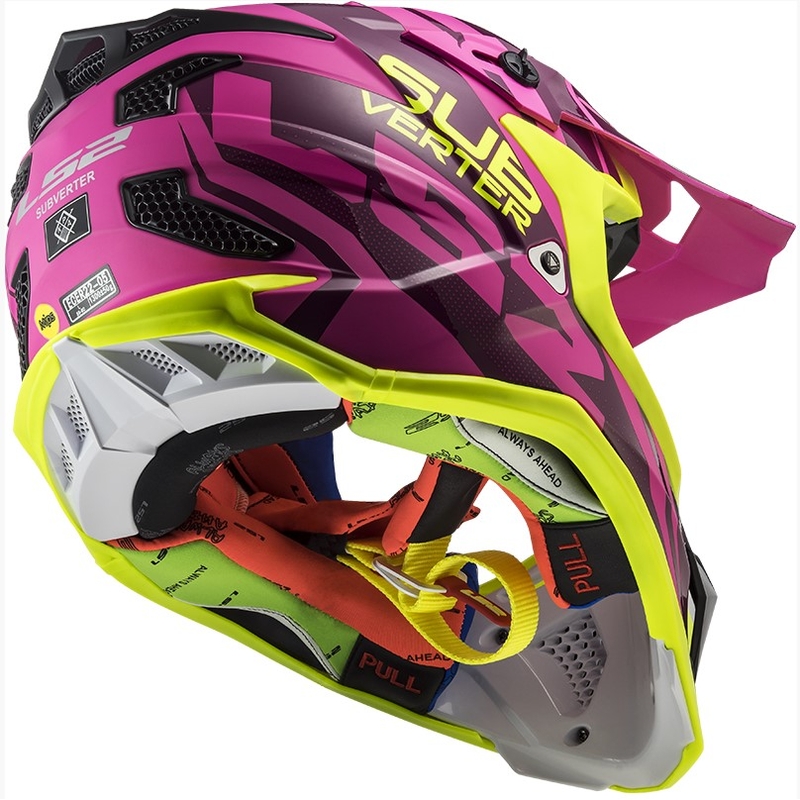 Motokrosová prilba LS2 MX470 Subverter Troop ružovo-fluorescenčno žltá výpredaj
