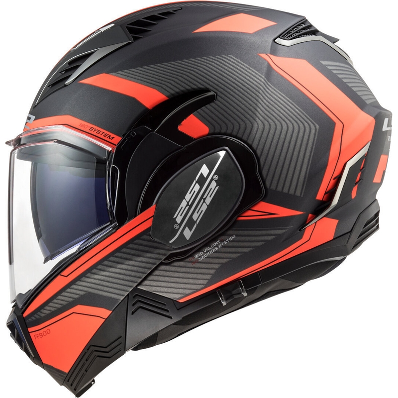 Preklápacia prilba na motocykel LS2 FF900 Valiant II Revo titánovo-fluorescenčno oranžová