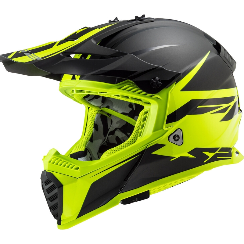 Motokrosová prilba LS2 MX437 Fast Evo Roar čierno-fluorescenčno žltá