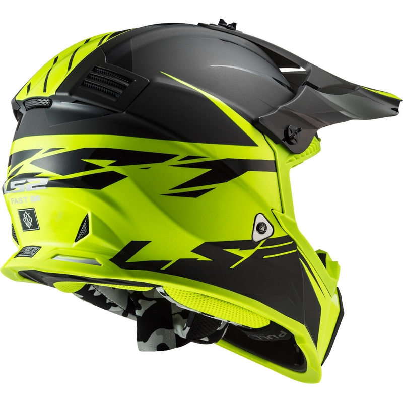 Motokrosová prilba LS2 MX437 Fast Evo Roar čierno-fluorescenčno žltá