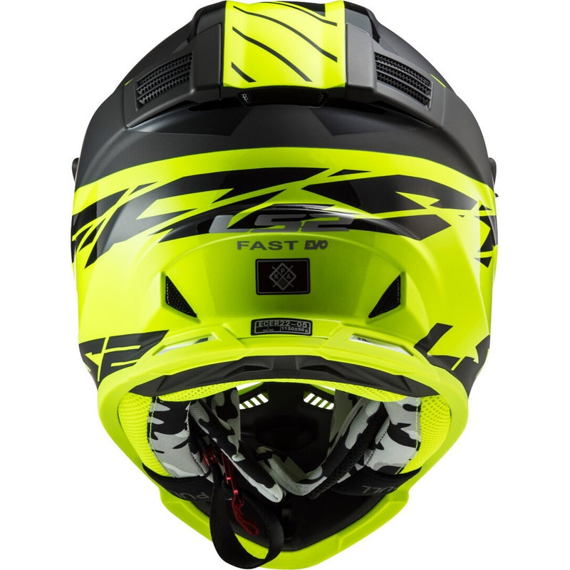 Motokrosová prilba LS2 MX437 Fast Evo Roar čierno-fluorescenčno žltá