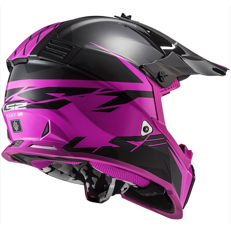 Motokrosová prilba LS2 MX437 Fast Evo Roar čierno-fialová
