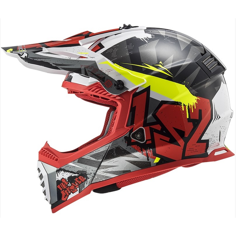 Motokrosová prilba LS2 MX437 Fast Evo Crusher čierno-červeno-fluorescenčno žltá
