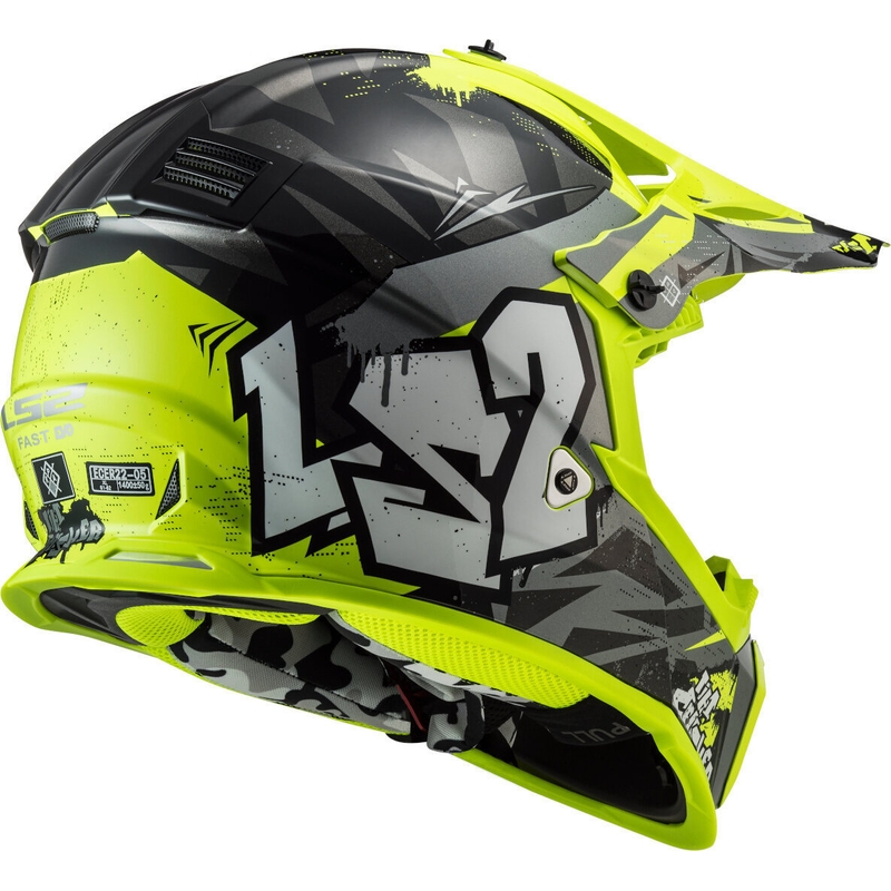 Detská motokrosová prilba LS2 MX437 Fast Evo Mini Crusher čierno-fluorescenčno žltá