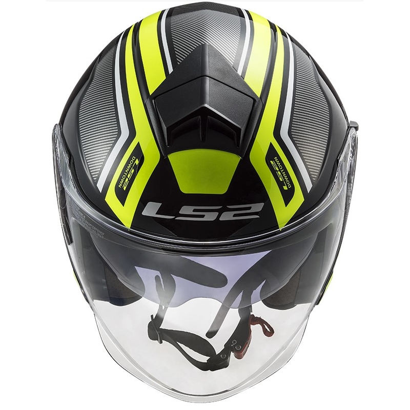 Otvorená prilba na motocykel LS2 OF573 Twister II Flix čierno-fluorescenčno žltá